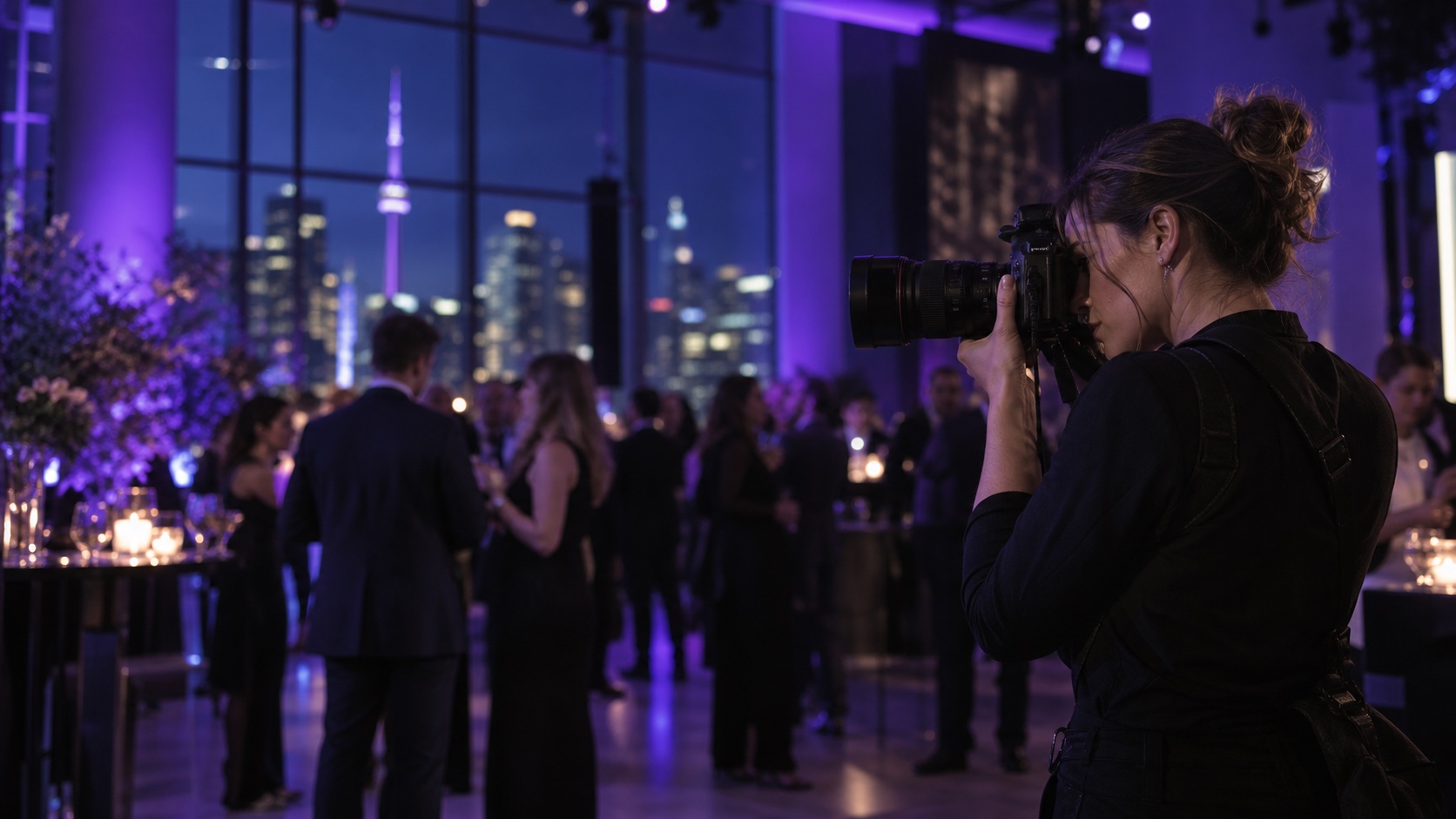 Event photographer capturing an evening corporate reception